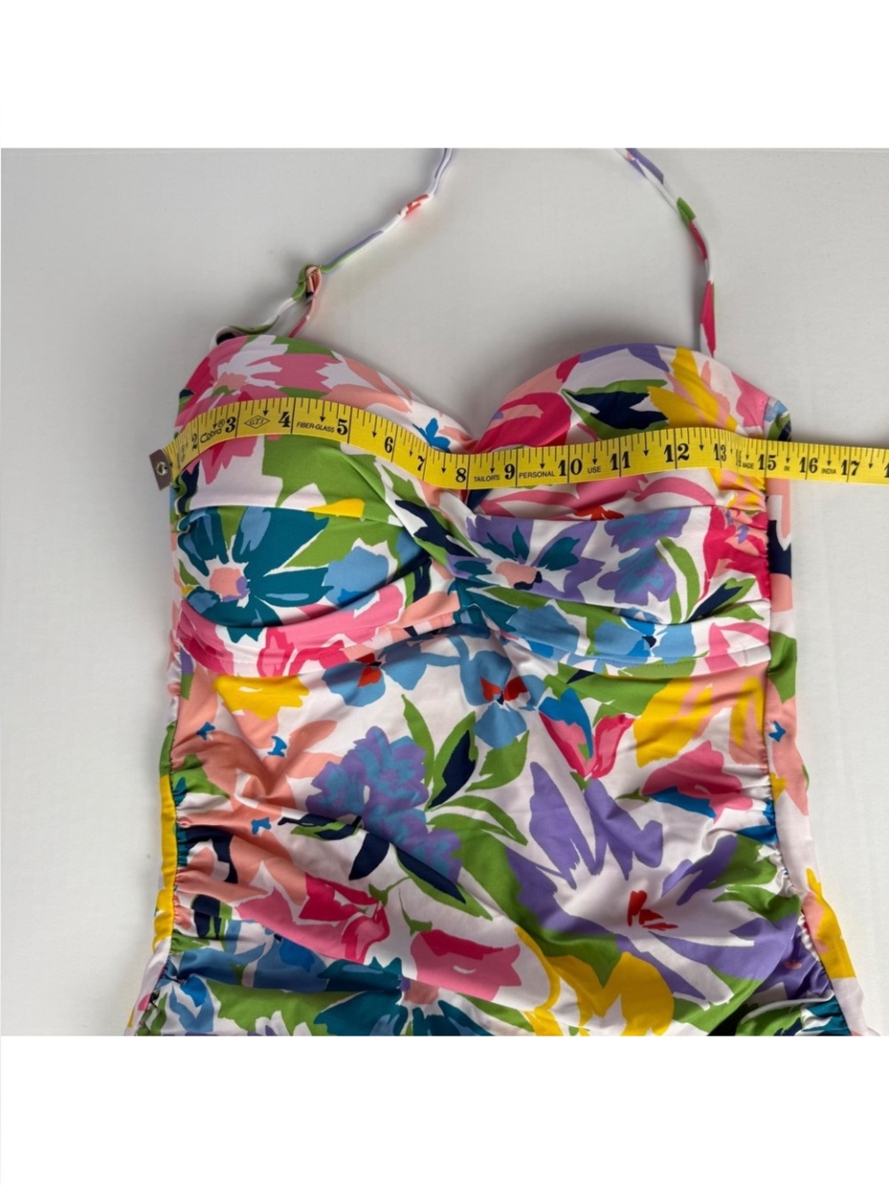 Anne Cole Pretty Floral One-Piece Swimsuit in Pink, Blue, Green, Yellow. 12 NWOT - Picture 4 of 8